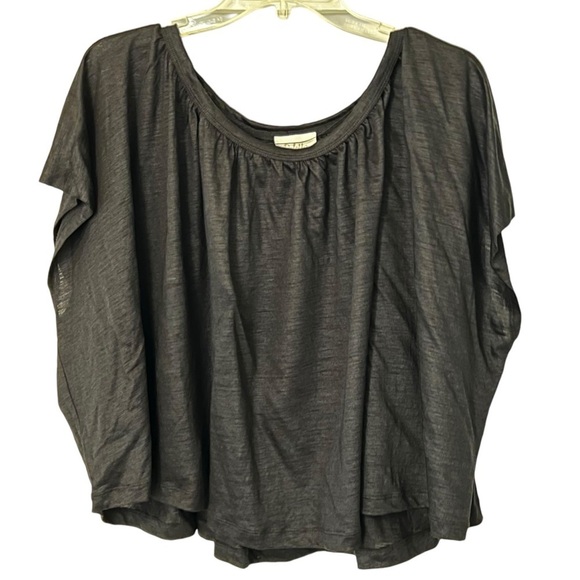 Anthropologie Deletta Pleated Boxy Top Shirt Black Small Swing Style boxy - Picture 2 of 14